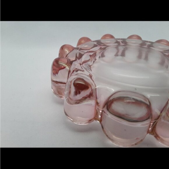 1970s Glass Ashtray Anchor Hocking Boopie Cranberry Pink Nova Bubble 5” - Picture 3 of 3
